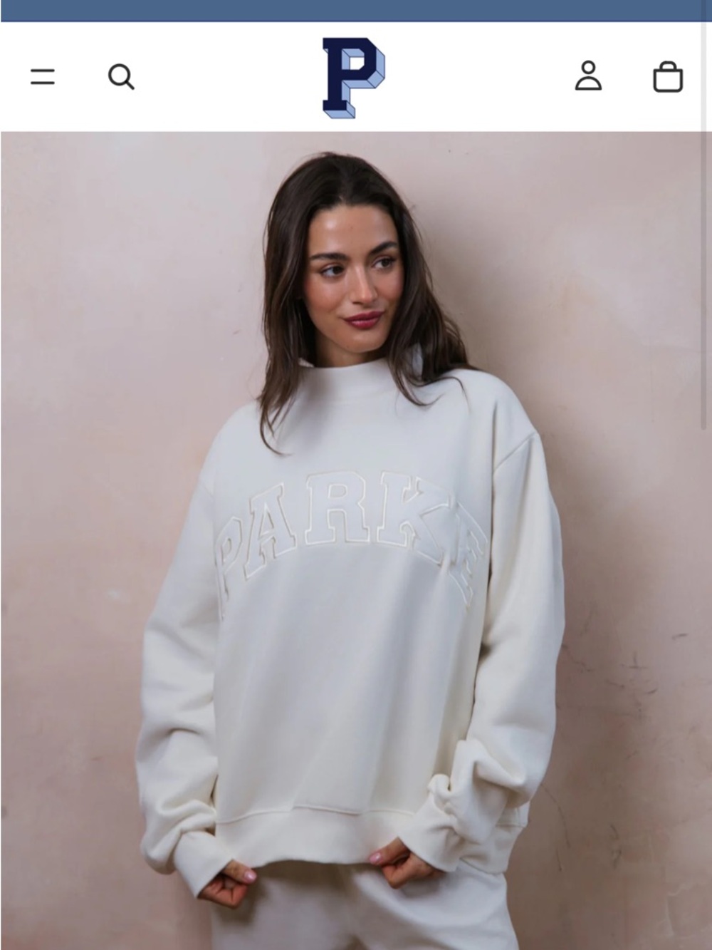 Parke Ivory Bridal Crewneck Sweatshirt with Embossed Lettering